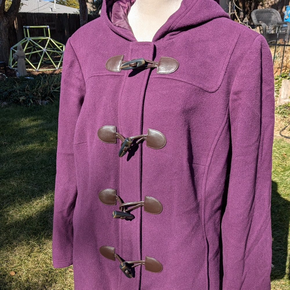 LL Bean Wool Fisherman's coat women's XL purple plum sailercore
